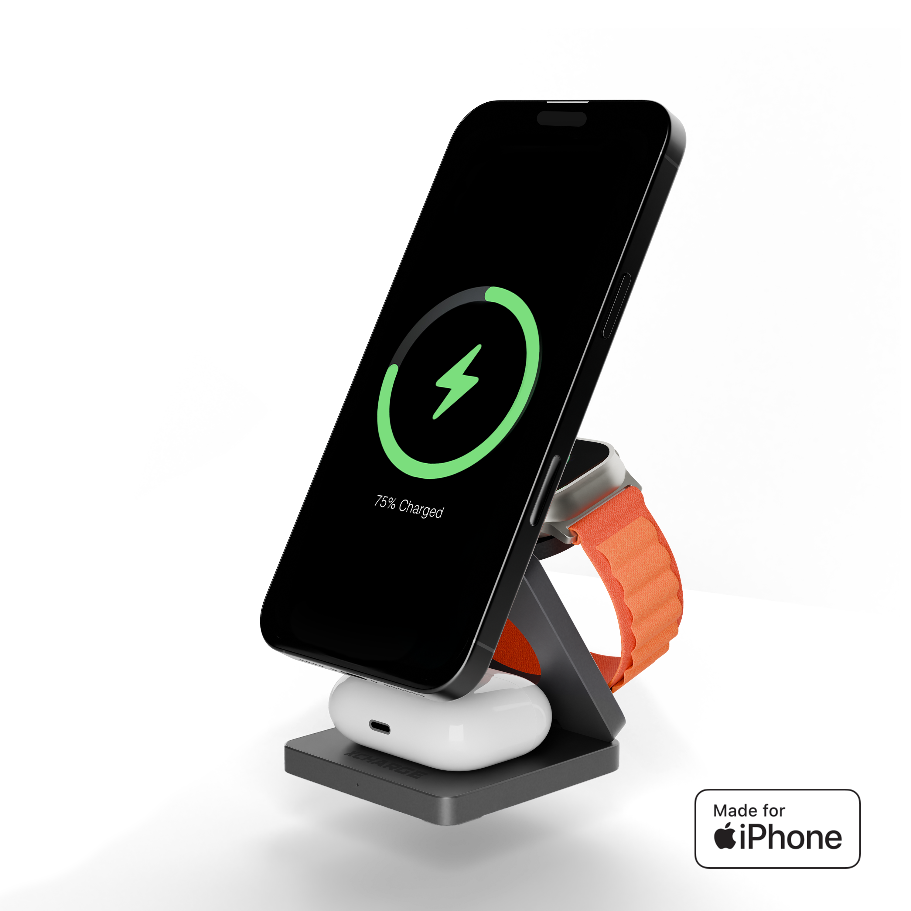 XCHARGE T15™ - Foldbar 3-i-1 Trådløs Oplader