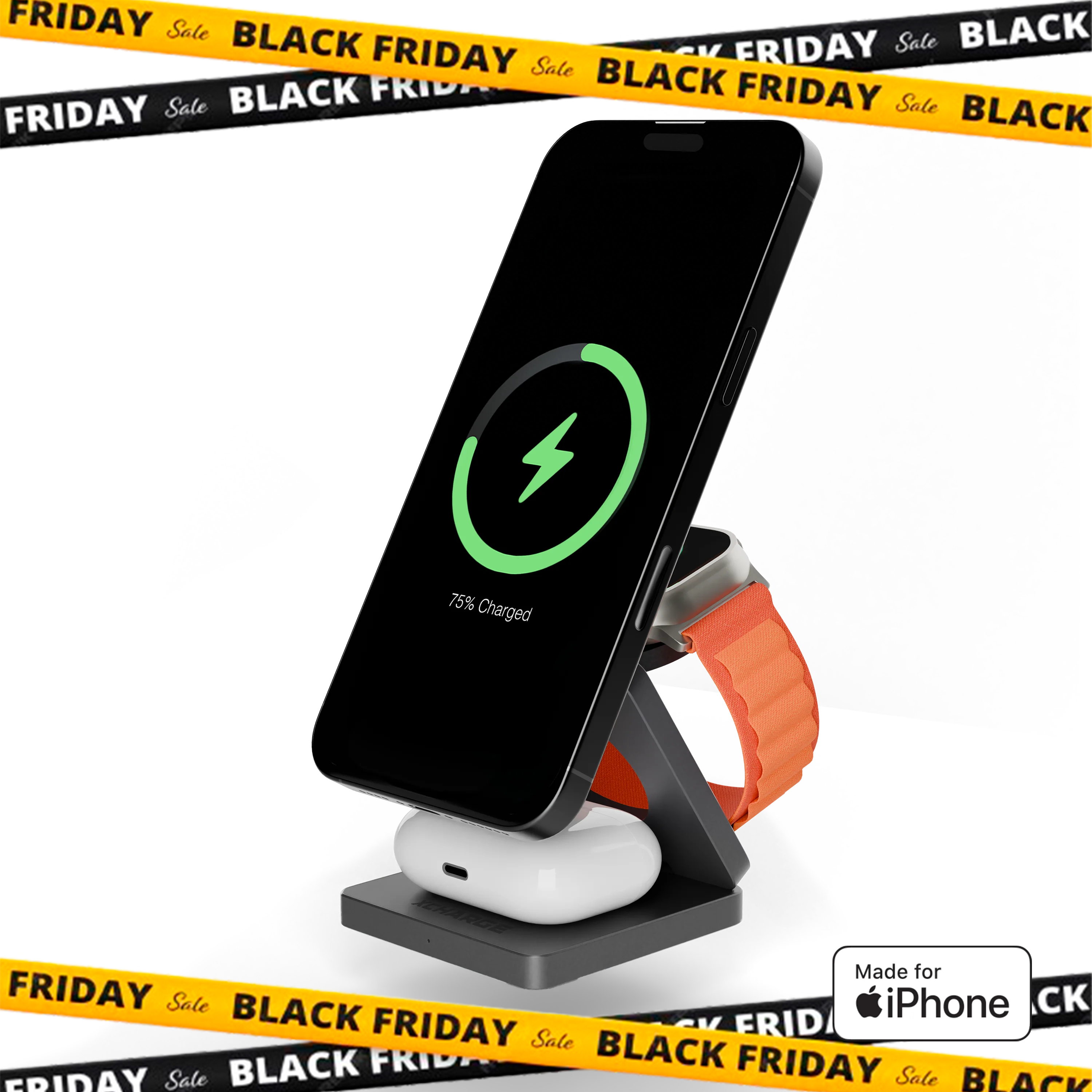 XCHARGE T15™ - Foldbar 3-i-1 Trådløs Oplader